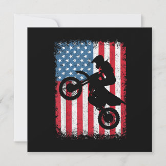Tarjeta De Agradecimiento Bicicleta Sucia Bandera Estadounidense Motocross B