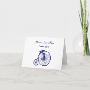 Tarjeta De Agradecimiento Bicicleta Vintage Velocípedo Penny Farthing Azul