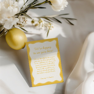 Tarjeta De Agradecimiento Bienvenida a Boda minimalista Retro Amarillo