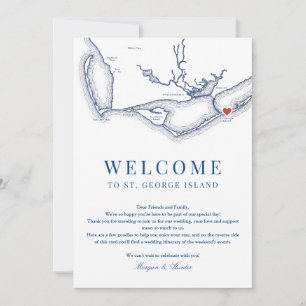 Tarjeta De Agradecimiento Bienvenida a Itinerary Boda de St. George Island