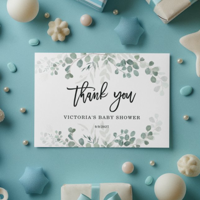 Tarjeta De Agradecimiento Bienvenida a la ducha de bebé verde (Subido por el creador)