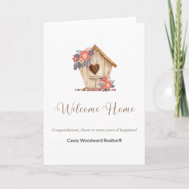 Tarjeta De Agradecimiento Bienvenida a Realtor de Casa Personalizado (Anverso)