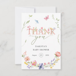 Tarjeta De Agradecimiento Bienvenida a un bebé de flores silvestres acuática