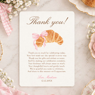 Tarjeta De Agradecimiento Bienvenida Bebé Croissant Lazo Baby Shower Francés