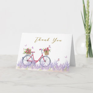 Tarjeta De Agradecimiento Bienvenida Bebé Rosa Lavanda Bicicleta Shower de b