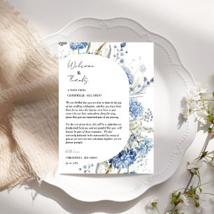 Tarjeta De Agradecimiento Bienvenida floral y bienvenida de boda de agradeci