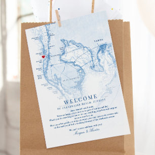 Tarjeta De Agradecimiento Bienvenida Itinerary a Boda de Clearwater Beach Fl