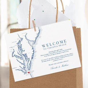 Tarjeta De Agradecimiento Bienvenida y Itinerario de Boda en Virginia Beach
