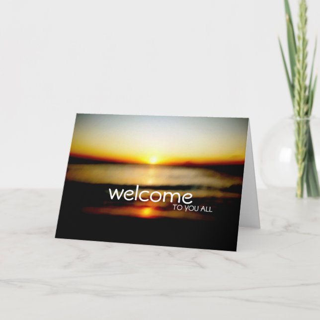 Tarjeta De Agradecimiento Bienvenido A Todos Los Bodas De Beach Sunrise (Anverso)