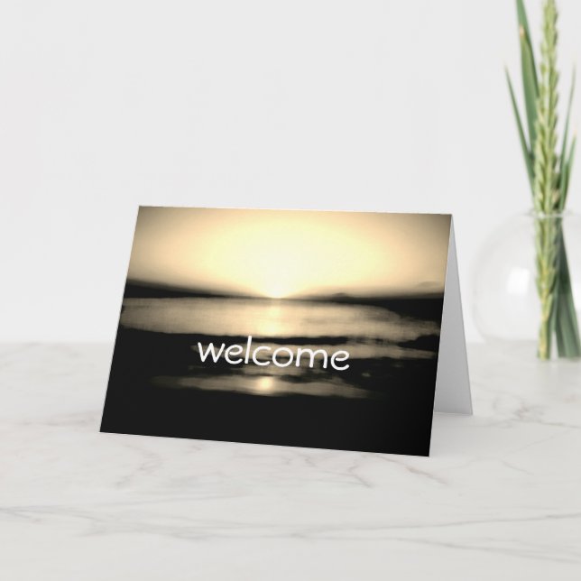 Tarjeta De Agradecimiento Bienvenido al Boda Beach Sunrise (Anverso)