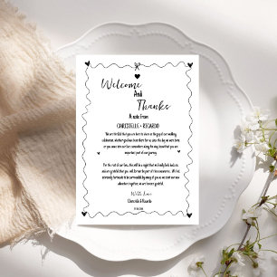 Tarjeta De Agradecimiento Bienvenido de Hand Drawn y gracias boda invitado