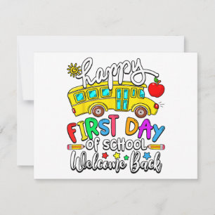 Tarjeta De Agradecimiento Bienvenido de nuevo a la escuela feliz primer día 