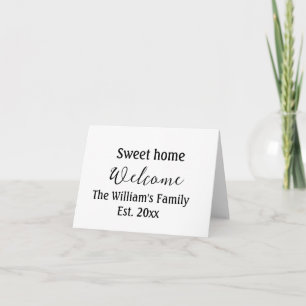 Tarjeta De Agradecimiento Bienvenido dulce hogar añadir apellido año Est. Te