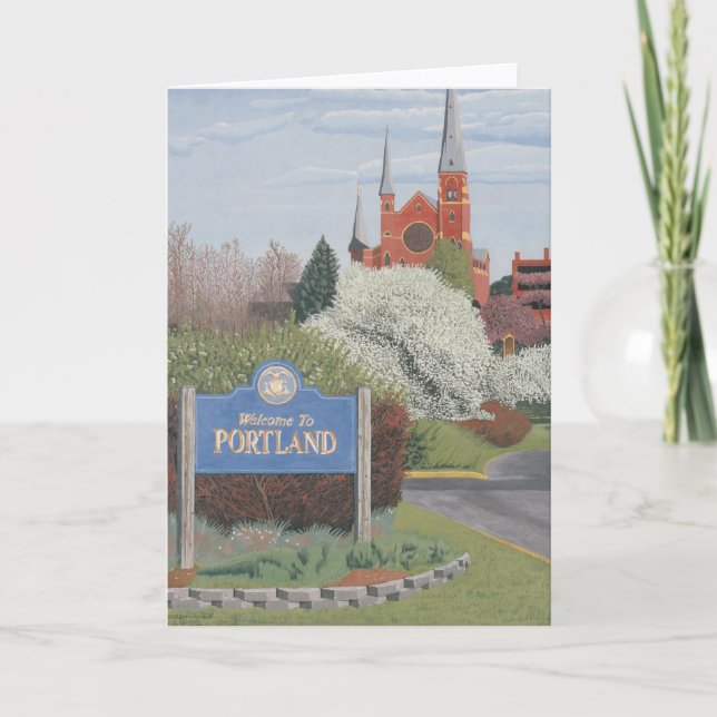 Tarjeta De Agradecimiento Bienvenidos a Portland Maine (Anverso)