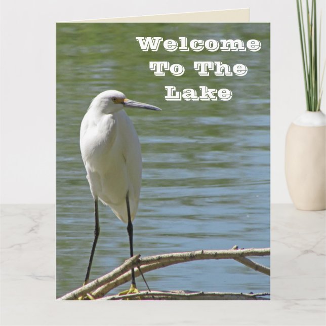 Tarjeta De Agradecimiento Bienvenidos Al Invitado Del Lago White Egret Photo (Anverso)