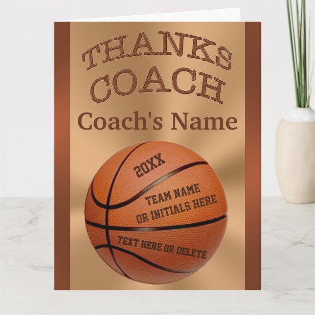 Tarjeta De Agradecimiento BIG Basketball Coach Cards with ALL Players NAMES (Anverso)