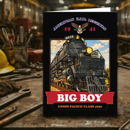 Tarjeta De Agradecimiento Big Boy 4014 Steam Locomotive Vintage Illustration