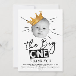 Tarjeta De Agradecimiento Big One First Birday Photo Black White