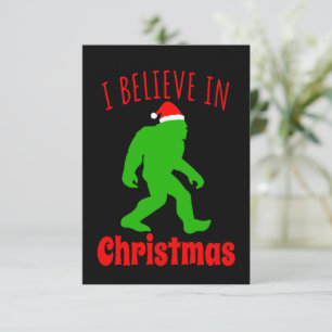 Tarjeta De Agradecimiento Bigfoot Divertido Creo En La Navidad