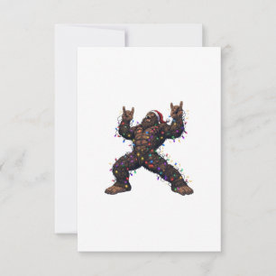 Tarjeta De Agradecimiento Bigfoot Sasquatch Feliz Navidad Metal Rock 
