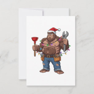 Tarjeta De Agradecimiento Bigfoot Sasquatch Fontanero Navidad 2026 Fiesta