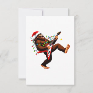 Tarjeta De Agradecimiento Bigfoot Sasquatch Guitarra Eléctrica Navidad 2026 