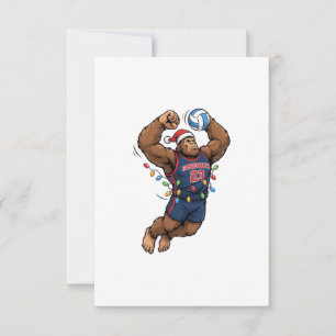 Tarjeta De Agradecimiento Bigfoot Sasquatch Voleibol Navidad Deporte 