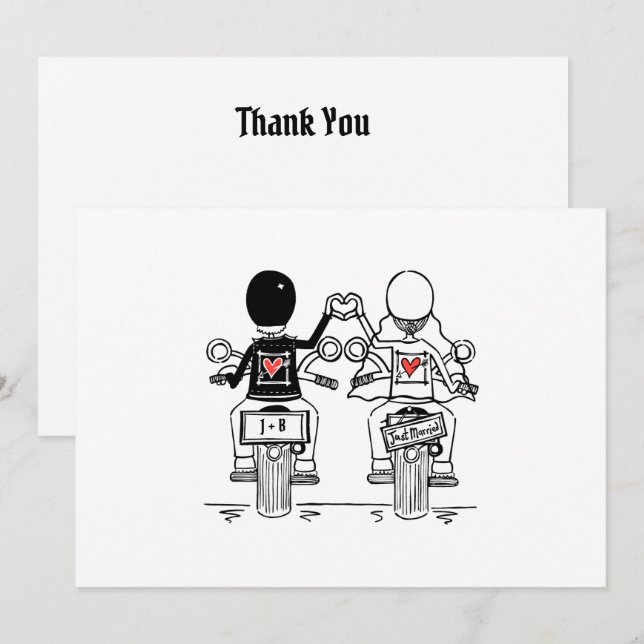 Tarjeta De Agradecimiento Biker Motorcycle Wedding  (Anverso / Reverso)