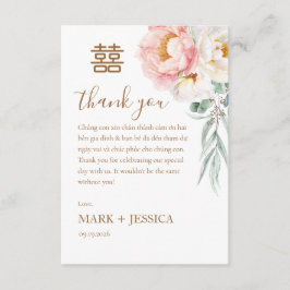Tarjeta De Agradecimiento Bilingual Vietnamese Wedding Peony