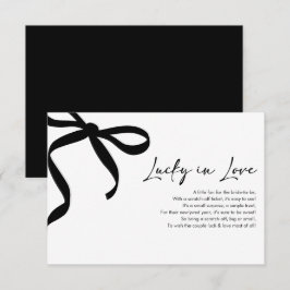 Tarjeta De Agradecimiento Billete de lotería Modern Black Bow Lucky in Love