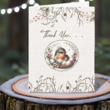 Bird Watercolor Folded Thank You Card