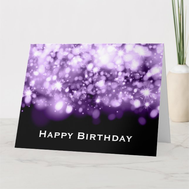 Tarjeta De Agradecimiento Birday Sparkling Lights Lights Purple (Anverso)