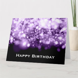 Tarjeta De Agradecimiento Birday Sparkling Lights Lights Purple