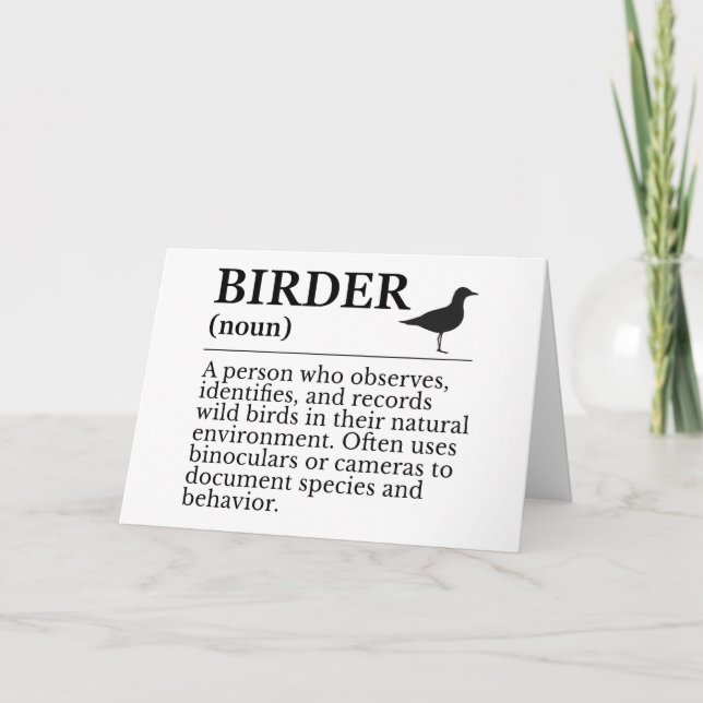 Tarjeta De Agradecimiento Birder definition - wild bird observer (Anverso)