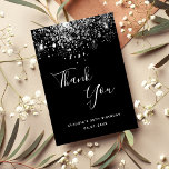 Tarjeta De Agradecimiento Birthday 50 black silver glitter glamorous<br><div class="desc">A thank you card for a 50th (or any age) birthday. A black background color,  decorated with faux silver glitter. On front large white colored hand lettered script and the text: Thank You,  your text,  title and a date. 
Back: Template for Your thank you note and name.</div>
