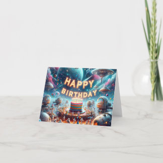 Tarjeta De Agradecimiento Birthday card in space