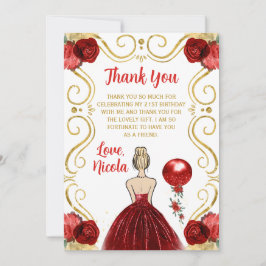 Tarjeta De Agradecimiento Birthday Party Blonde Princess in Red