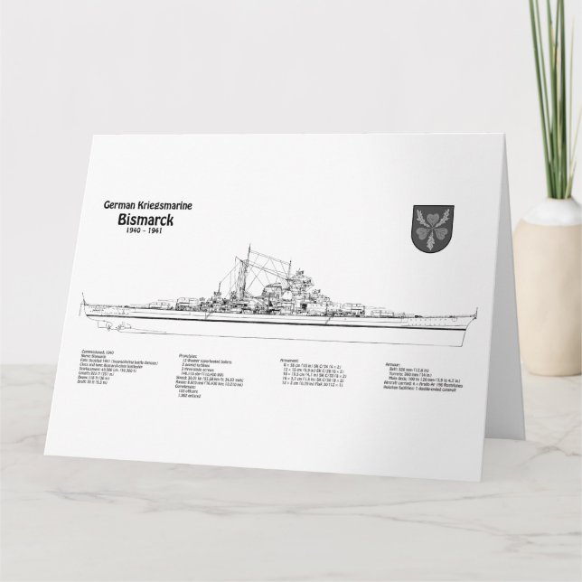 Tarjeta De Agradecimiento Bismarck - Planes Blueprint de Battleship (Anverso)