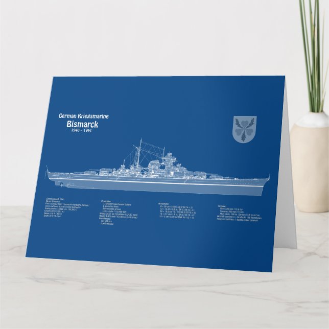 Tarjeta De Agradecimiento Bismarck - Planes de Blueprint de Battleship (Anverso)