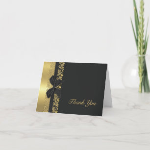 Tarjeta De Agradecimiento Black All Gold Vine Border Gracias
