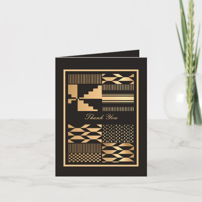 Tarjeta De Agradecimiento Black and Gold Kente (Anverso)
