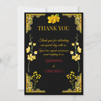 Tarjeta De Agradecimiento Black and Gold Wedding Thank You Card