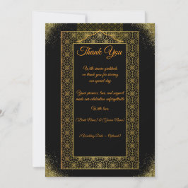 Tarjeta De Agradecimiento Black and Gold Wedding Thank You Card | Elegant 