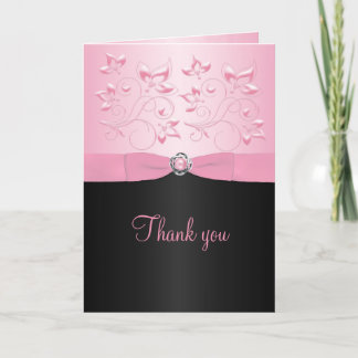 Tarjeta de agradecimiento Black and Pink Pearl Lov