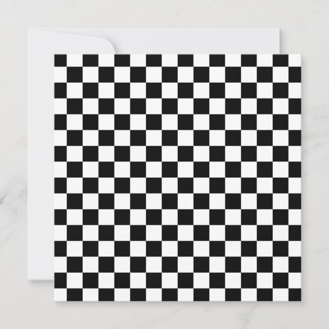 Tarjeta De Agradecimiento Black and white checkerboard pattern  (Anverso)