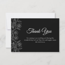 Tarjeta De Agradecimiento Black and White Floral