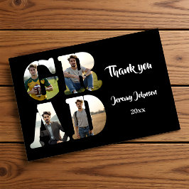 Tarjeta De Agradecimiento Black and White GRAD Photo