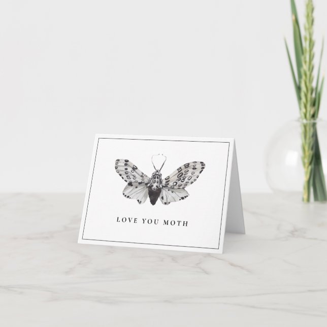 Tarjeta De Agradecimiento Black and White Love You Moth (Anverso)