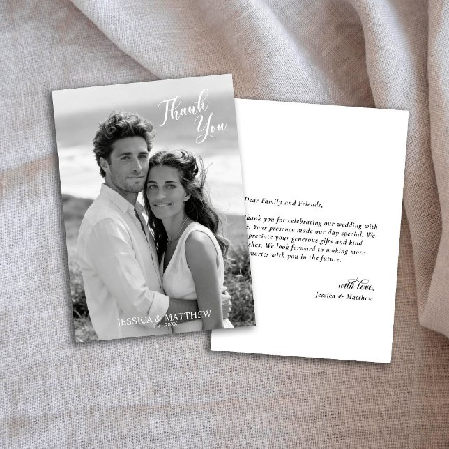 Tarjeta De Agradecimiento Black and White Photo Floral Thank You Card (Subido por el creador)