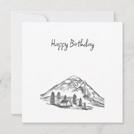 Tarjeta De Agradecimiento black and white sketch of Mountains